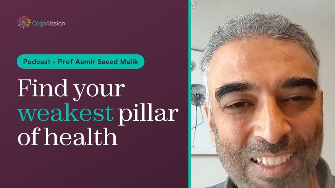 CogMission Podcast tile: Find your weakest pillar of health, with Professor Aamir Saeed Malik